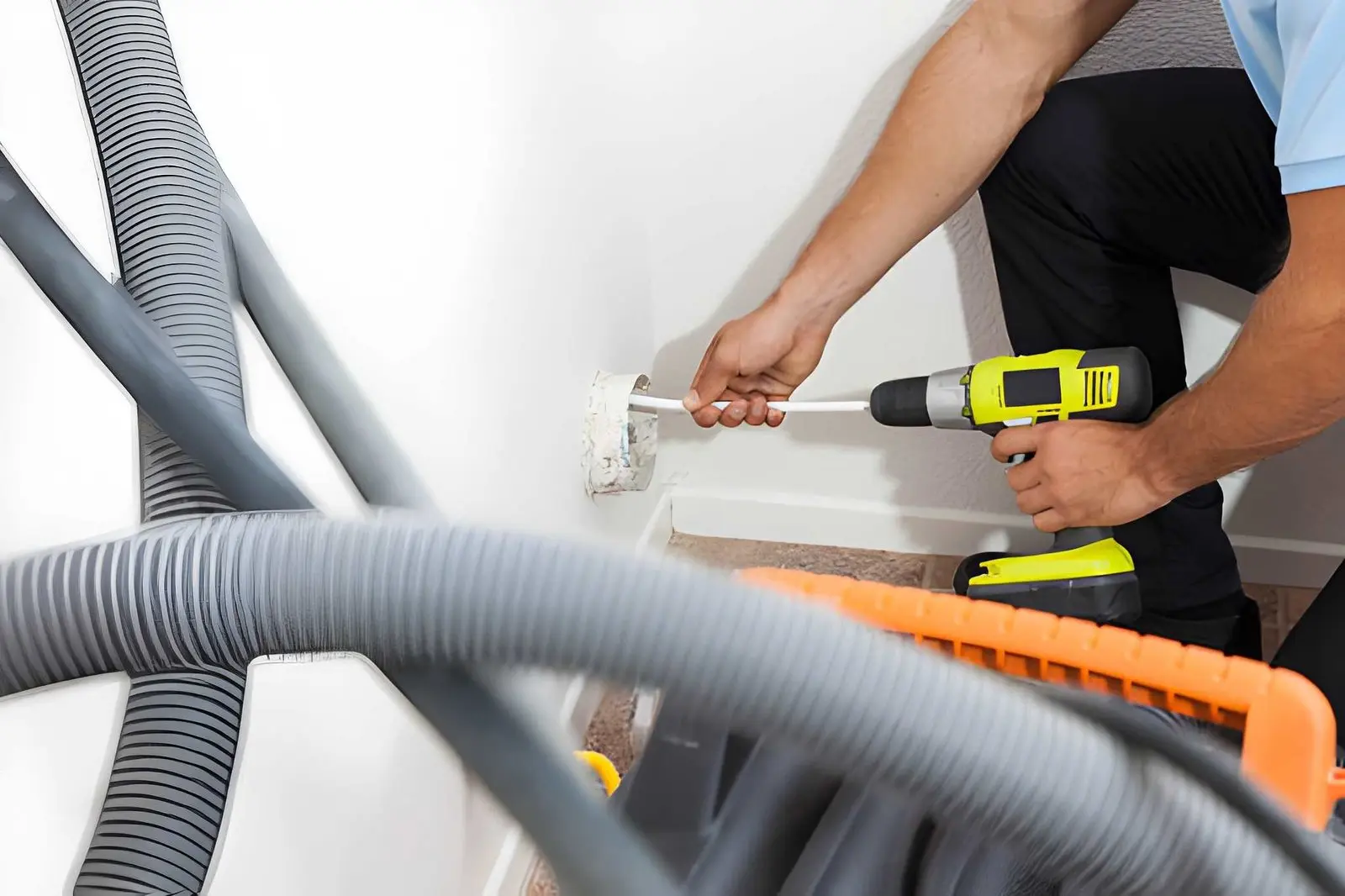 Bayshore Dryer Vent Cleaning in West Hollywood: Expert technician clearing dryer vents to improve airflow and safety.